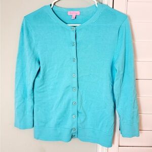 Lilly Pulitzer 100% Cotton Cardigan Small Turquoise